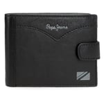 Pepe Jeans Jacket Portefeuille Horizontal avec Fermeture à clic Noir 11 x 8,5 x 1 cm Cuir by Joumma Bags, Noir, Talla única, Portefeuille Horizontal avec Fermeture à clic