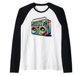 Boombox Old School 80s Music Hip Hop Raglan Baseball Tee