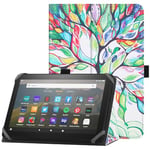 HoYiXi Étui Universel pour 7-8 Pouces Tablette Fire HD 8 2020/2022 & Fire HD 8 Plus 2020/2022 avec Support Folio et Dragonne Housse de Protection pour 7"-8" Samsung Android Tablette - Arbre