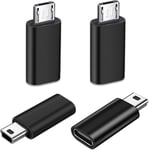 USB C Adaptateur, 4 Pièces Adaptateur Micro/Mini USB vers USB C, Prise en Charge Rapide 2.4A, Compatible avec PC, Appareil Photo Numérique et Phone.[G188]