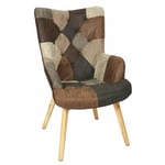 Paris Prix - Fauteuil Patchwork 'Helsinki' 100cm Marron