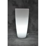 Vase Lumineux Rond Résine Blanc Glace / Lumière 40x90 CM Intérieur Extérieur