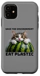 iPhone 11 Save The Environment Eat Plastic Funny Microplastics Cat Case