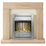 Adam Malmo Fireplace in Oak & Cream with Helios Electric Fire in Brushed Stee...