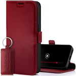 SURAZO Étui de Protection Fin magnétique pour Samsung Galaxy S24 Plus - en Cuir véritable - avec Compartiment pour Cartes - Protection RFID - À Rabat - en Cuir véritable - Rouge Costa