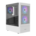 GAMDIAS TALOS E3 MESH WH Gaming pc case, Mid-Tower ATX Case with Side Tempered Glass Panel and a Magnetic Dust Filter & 3 Built-in 120mm ARGB Fans, Tool-Free Installation, Mesh Front Panel