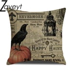 16/18/20/24" Halloween Retro tyynynpäällinen painettu tyynyliina punainen kukka kurpitsa Scarecrow Cat Skull pellava tyynyliina