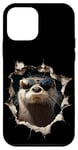 Coque pour iPhone 12 mini Oeuvre d'art drôle de loutre Animal mignon de zoo de loutre