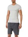 Emporio Armani Mens Basic - Stretch Cotton T-shirt With Crew Neck Pyjama Top, Grey (Grigio Melange 00048), XL UK