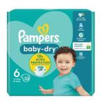 PAMPERS BABY Dry SIZE 6  BAG 33 NAPPIES 12 Hour Ultra Protection Nappy 13kg-18kg