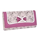 UTO Portefeuille Filles Pochette Porte-Carte Cas De Téléphone Poche À Fermeture Éclair Femmes Sac À MainGrande Capacité Bowknot Fleur Rouge