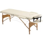 HOMCOM Lit/Table de Massage cosmetique Pliable en Bois 2 Zones (Crème)