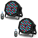 DELIBANG 2 PCS 36 Par LED Lampes RGB DMX512 avec 7 Couleur lumineux Fête Lumière disco via contrôle Auto/Son/Maître-d'esclave Éclairage de scène pour DJ Fête Bar bande mariage Halloween Noël