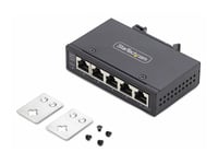 StarTech.com 5-Port Unmanaged Industrial Ethernet Switch - IP30 - TAA - Commutateur - non géré - 5 x 10/100/1000Base-T - Montage sur rail DIN, fixation murale - DC - Conformité TAA