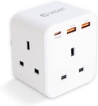 Unidapt 3 Way Plug Adaptor with 3 Fast Charge USB ports, Multi Plug Extension PD