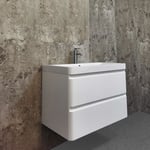 Top Bath - Meuble salle de bain avec vasque/lavabo laqué Blanc brillant bora 80 suspendu laqué Blanc brillant