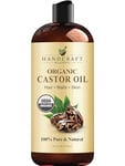 Handcraft Blends Organic Castor Oil - 473 ml - 100% Pure and Natural - Premium Grade Oil for Hair Growth, Eyelashes and Eyebrows - Carrier Oil - Hair and Body Oil