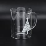 (Letter Pattern Round Cup With Handle) Christmas Series Transparent Milk Cup Cof