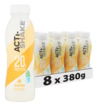 Acti-Shake Vanilla High Protein Dairy Drink 380g (Pack of 8) - 20g of Protein per bottle- Ready to Drink - Low Fat and No Added Sugars - 193 kcal - Multipack