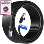 Cat.6a Outdoor 40m Câble patch pour extérieur & intérieur NOIR Connecteur RJ45 Ethernet LAN Cable S/FTP PIMF 500MHz IP66 Résistant à la poussière, à l'eau/à l'huile/protégé contre les UV.[G2823]