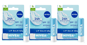 3x NIVEA Lip Balm Hydro Care with SPF15 4.8g Hydrating Lip Balm with Shea Butter