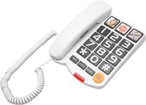 Téléphone Fixe à Gros Boutons pour Personnes âgées,Téléphone Fixe Filaire,Téléphone Photo Senior Photo Téléphone Fixe à Gros Boutons pour Malvoyants,Numérotation à Une Touche,(Blanc).[Q248]