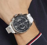 TOMMY HILFIGER MENS WATCH WHITE RUBBER STRAP & BLACK DIAL TH1791475 GENUINE NEW