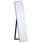 HOMCOM Miroir sur Pied et Mural rectangulaire dim. 37L x 43l x 156H cm en Bois Aspect Noir