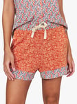 White Stuff Rosehip Print Jersey Pyjama Shorts, Orange/Multi