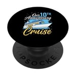 Our 10th Anniversary Cruise Wedding Cruising Wife Husband PopSockets PopGrip Adhésif