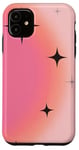 Coque pour iPhone 11 Rose pastel pêche mignonne ombre aura avec étoiles