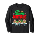 Buon Natale Xmas Three Santa Reindeer Ice-creams Italian Long Sleeve T-Shirt