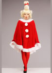 Adult The Grinch Style Cindy Lou Who Fancy Dress Festive Costume with Wig