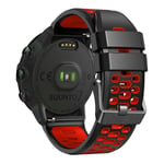 Dubbelfärgad Silikonarmband för Suunto 7 / 9 / 9 Baro 24mm med Multi-hål Design Snabbspänne Armband Black Red