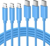 ilikable Lot de 3 Câble USB C vers Lightning Charge Rapide MFi Certifié Cable iPhone USB C 2M pour iPhone 13 12 11 Pro Max X XR XS Max 8 iPad Pro 2018/Air 2019 Cable USB C iPhone Cable-Bleu