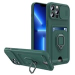 Case For iPhone 13 Pro Max Green with Magnetic Ring Holder Camera Shutter