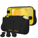 Orzly Coque pour Nintendo Switch Lite – Comfort Grip Case, Coque de Protection pour l'arrière de la Console Switch Lite avec poignées rembourrées & Support intégrées, et Thumbgrips Inclus - Noir