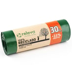 Relevo 100% Recycled Bin Liners, Heavy Duty 30L, 20 Bin Bags