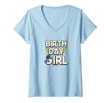 Power Rangers Birthday Girl Electrifying Blue Ranger V-Neck T-Shirt