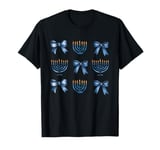 Cute Coquette Bow Menorah Happy Hanukkah Jewish Chanukah T-Shirt