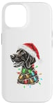 Coque pour iPhone 14 Chapeau de Père Noël allemand à poil court Lumières de Noël Chien Maman Papa