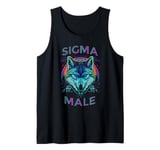 Synthwave Retro Gangster Sigma Male Grindset The Lonely Wolf Tank Top