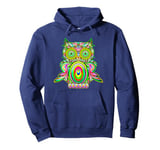 Ayahuasca Shaman - Colorful, Wise Owl of the Sacred Journey Pullover Hoodie