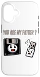 Coque pour iPhone 16 Disquette vers clé USB 90s 00s Ordinateur Drôle Geek Joke