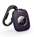 SURITCH for AirTag Holder, Protective Case for AirTag with Karabiner Portable Airtag Keyring Scratch-Resistant Airtag GPS Tracker Cover for Keys, Pet Collar, Bags, Luggage-Purple