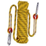 Corde d'Escalade Corde de Sécurité 10 mm avec 2 Mousquetons pour Alpinisme Sauvetage - 30m Jaune