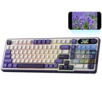 RK ROYAL KLUDGE S98 Clavier mécanique avec affichage intelligent et bouton, montage supérieur 96 % clavier mécanique sans fil BT/2.4G/USB-C, échange à chaud, support logiciel, batterie