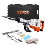 VEVOR Marteau de Démolition 3500 W Marteau-Piqueur 60 J 1900 BPM Marteau Perforateur avec 2 Burins Remplaçables Poignée Rotative 360° Anti-Vibration Brise-Béton pour Burinage Construction Plomberie