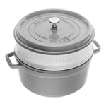 Staub La Cocotte 26 cm round Cast iron with steamer graphite-grey