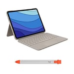 Logitech Combo Touch iPad Pro 11 Pouces (1re, 2e, 3e, 4e générations - 2018, 2020, 2021, 2022) Crayon (2018 et Versions ultérieures), FRA AZERTY - Beige